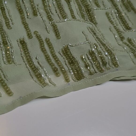 $498 NEW MAC DUGGAL 8 SAGE GREEN HAND BEADED MIDI CREPE SHEATH COLUMN DRESS NWT - Picture 8 of 16
